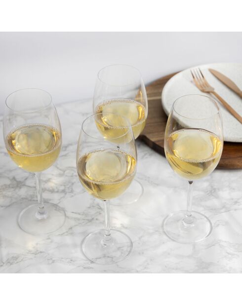 4 Verres à vin blanc en Cristal transparents -  D.21 cm