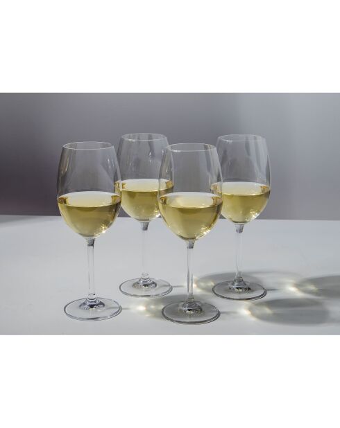 4 Verres à vin blanc en Cristal transparents -  D.21 cm