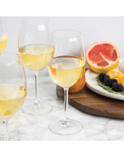 4 Verres à vin blanc en Cristal transparents -  D.21 cm