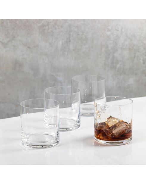 4 Verres à Whisky en Cristal transparents -  D.8 cm