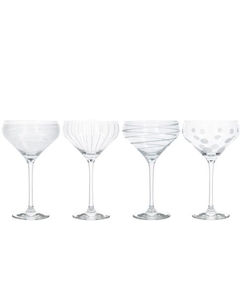4 Flûtes à champagne en Cristal transparentes -  12.5x12.5x18.5 cm