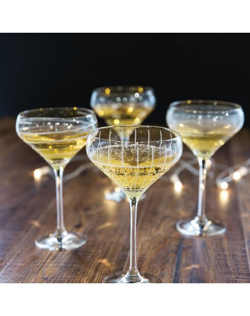 4 Flûtes à champagne en Cristal transparentes -  12.5x12.5x18.5 cm