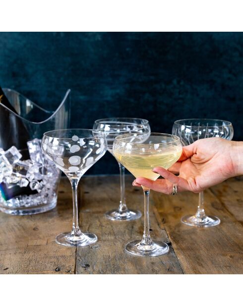 4 Flûtes à champagne en Cristal transparentes -  12.5x12.5x18.5 cm