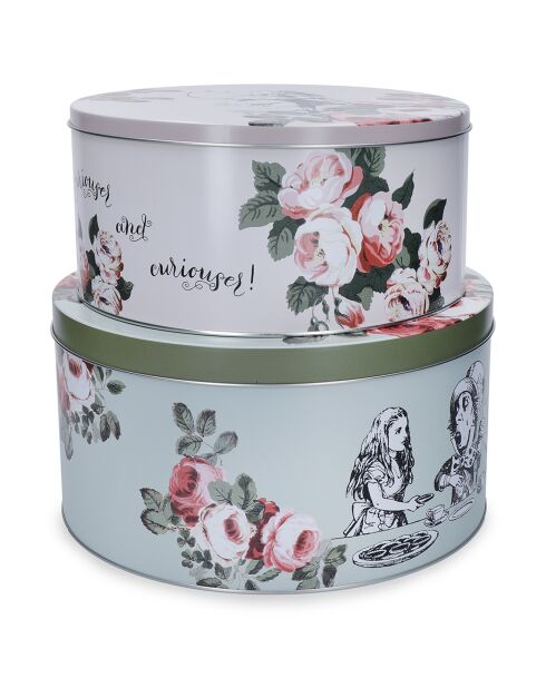 2 Plätzchenboxen Alice im Wunderland rosa/blau