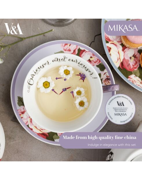 Tasse à thé & Soucoupe en Céramique Alice au pays des merveilles violette -  210 ml