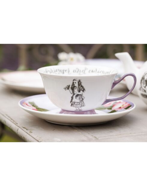 Tasse à thé & Soucoupe en Céramique Alice au pays des merveilles violette -  210 ml