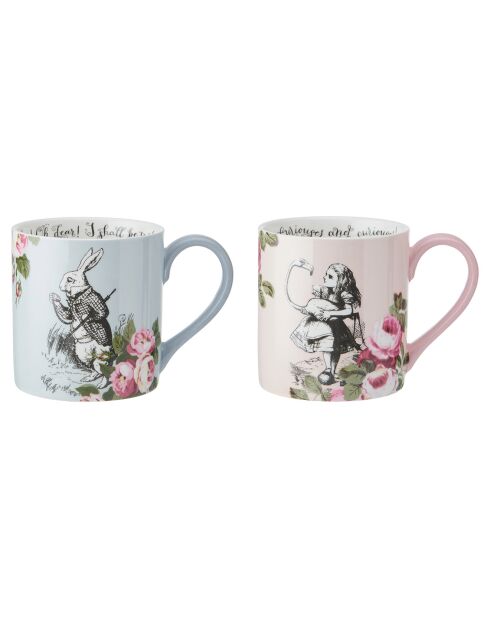 2 Mugs en Céramique Alice au pays des Merveilles multicolores -  380 ml