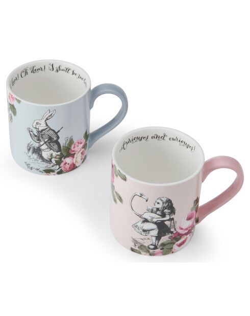 2 Mugs en Céramique Alice au pays des Merveilles multicolores -  380 ml