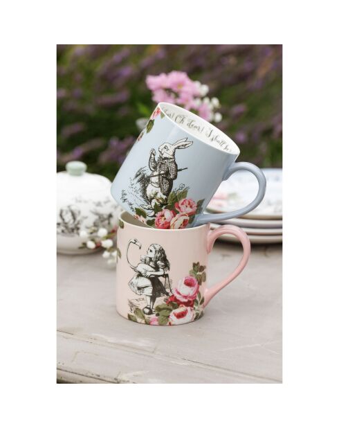 2 veelkleurige keramische bekers van Alice in Wonderland - 380 ml