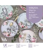 4 Assiettes à dessert en Céramique Alice au pays des Merveilles multicolores - D.21 cm