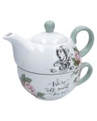 Theière & Tasse en Céramique empilables Alice au pays des Merveilles blanches