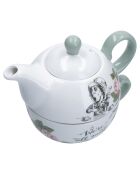 Theière & Tasse en Céramique empilables Alice au pays des Merveilles blanches