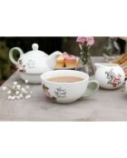 Theière & Tasse en Céramique empilables Alice au pays des Merveilles blanches