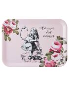 Grand plateau rectangulaire Alice au pays des Merveilles rose -  32x43 cm
