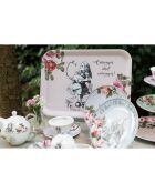 Grand plateau rectangulaire Alice au pays des Merveilles rose -  32x43 cm