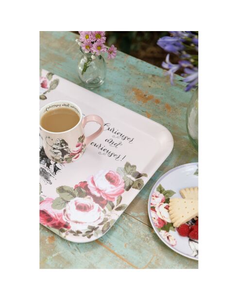 Grand plateau rectangulaire Alice au pays des Merveilles rose -  32x43 cm