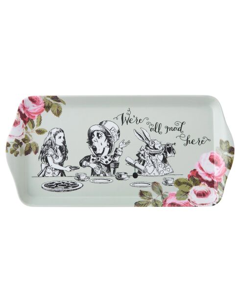 Plateau à sandwich rectangulaire Alice au pays des Merveilles vert -  15x30.5 cm