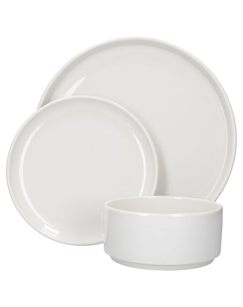 Service de Table en Porcelaine Camberlie blanc - 12 pièces