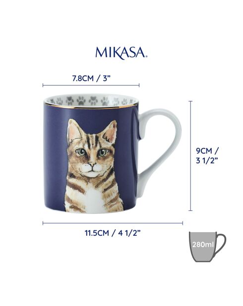 Tasse en Porcelaine imprimée bleue - 280 ml