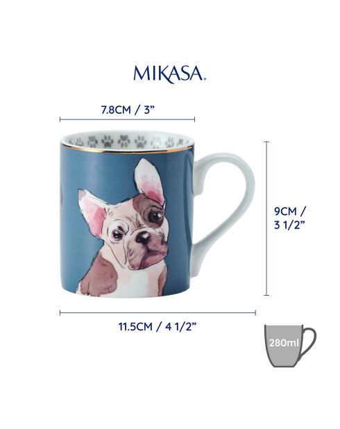 Tasse en Porcelaine imprimée bleue - 280 ml