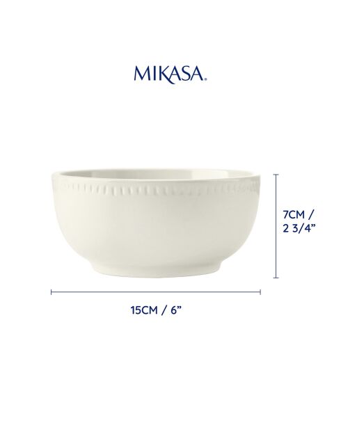 4 Bols Mikasa Cranborne blancs -  D.15x7 cm