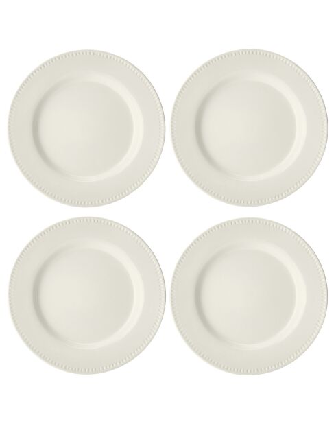 4 Assiettes plates Mikasa Cranborne blanches -  D.28 cm
