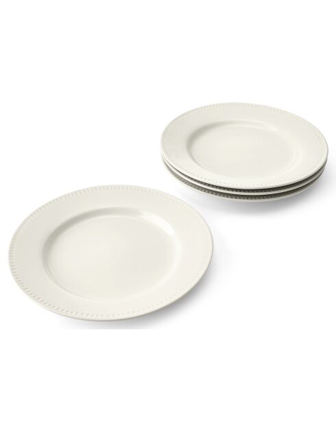 4 Assiettes plates Mikasa Cranborne blanches -  D.28 cm