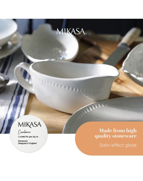 Saucière Mikasa Cranborne blanche -  19.5x8.2x8 cm