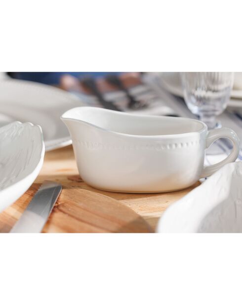 Saucière Mikasa Cranborne blanche -  19.5x8.2x8 cm