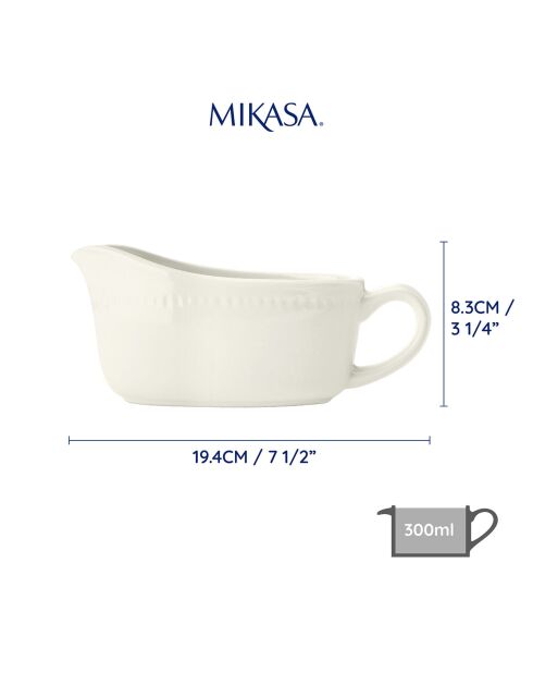 Saucière Mikasa Cranborne blanche -  19.5x8.2x8 cm