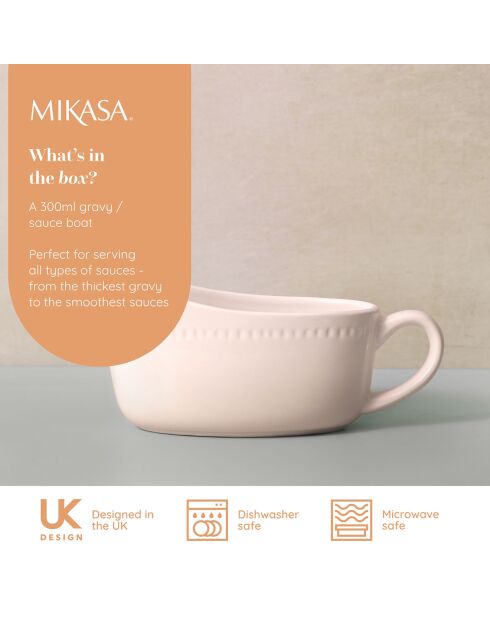 Saucière Mikasa Cranborne blanche -  19.5x8.2x8 cm