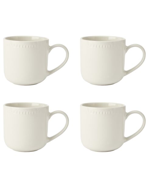 4 Tasses en grès Mikasa Cranborne blanches - 320 ml