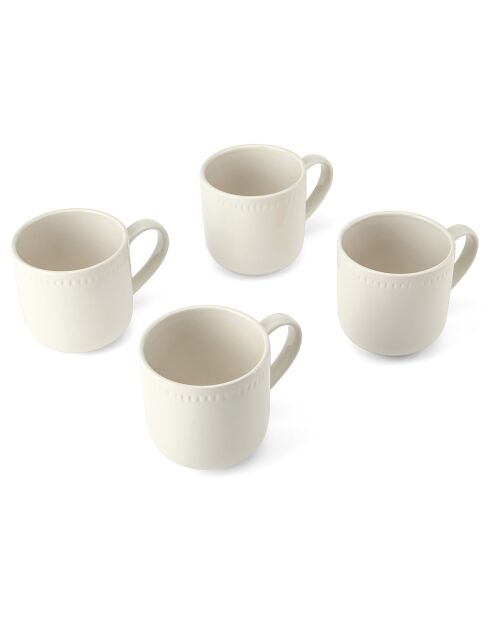 4 Tasses en grès Mikasa Cranborne blanches - 320 ml