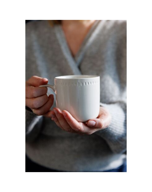 4 Tasses en grès Mikasa Cranborne blanches - 320 ml