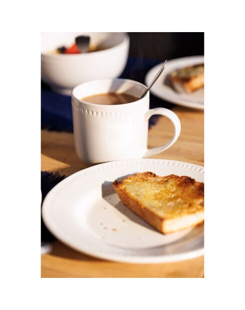 4 Tasses en grès Mikasa Cranborne blanches - 320 ml