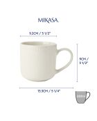 4 Tasses en grès Mikasa Cranborne blanches - 320 ml
