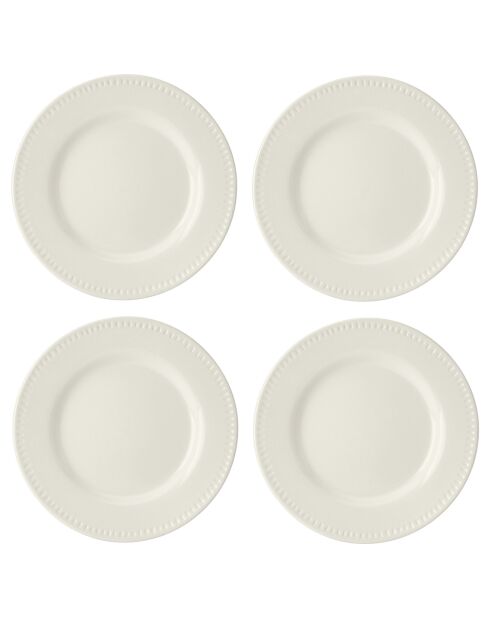 4 Assiettes à dessert Mikasa Cranborne blanches -  D.21 cm