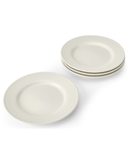 4 Assiettes à dessert Mikasa Cranborne blanches -  D.21 cm