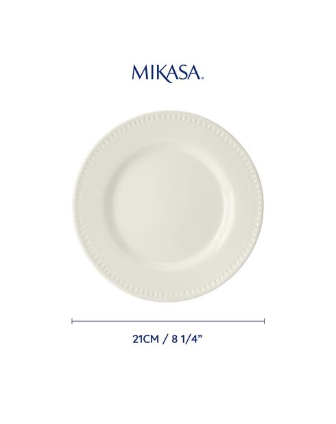 4 Assiettes à dessert Mikasa Cranborne blanches -  D.21 cm