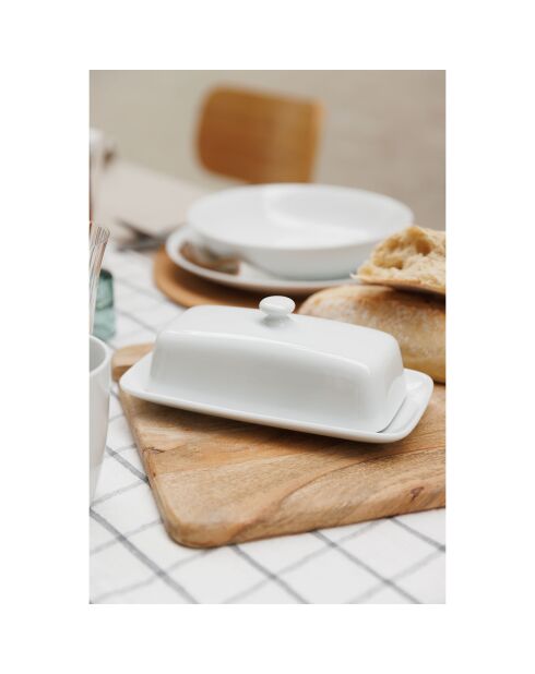 Mikasa Chalk Burriera in porcellana con coperchio bianco - 21x11x7,6 cm