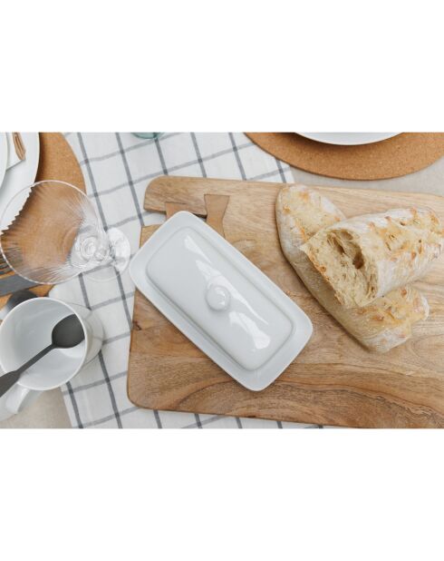 Mikasa Chalk Burriera in porcellana con coperchio bianco - 21x11x7,6 cm