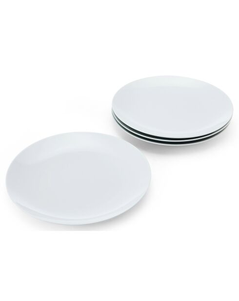 4 Assiettes plates en Porcelaine Mikasa Chalk blanches -  D.27 cm