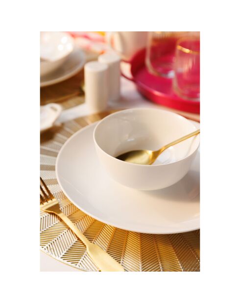 4 Assiettes plates en Porcelaine Mikasa Chalk blanches -  D.27 cm