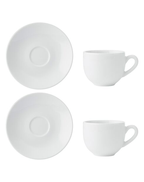 2 Tassen und Untertassen aus weißem Porzellan von Mikasa Chalk, D.12 cm