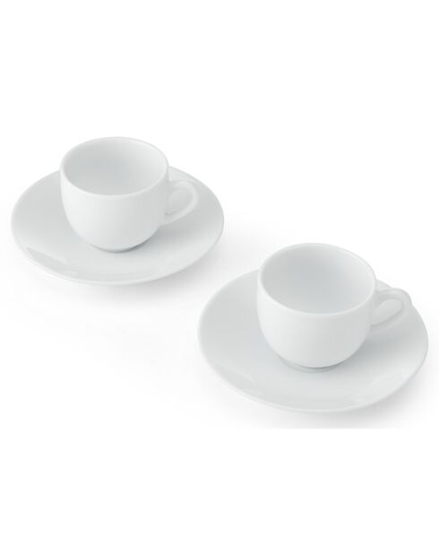 2 Tassen und Untertassen aus weißem Porzellan von Mikasa Chalk, D.12 cm