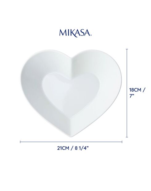 Plat coeur en Porcelaine Mikasa Chalk blanc -  21x18.2x6 cm