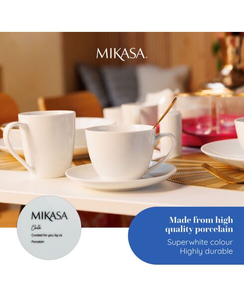 Mikasa Chalk White Porzellantassen, 380 ml, 4 Stück