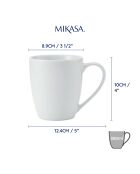 4 Tasses en Porcelaine Mikasa Chalk blanches -  380 ml