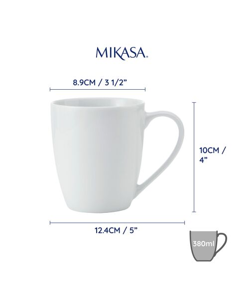 Mikasa Chalk White Porzellantassen, 380 ml, 4 Stück