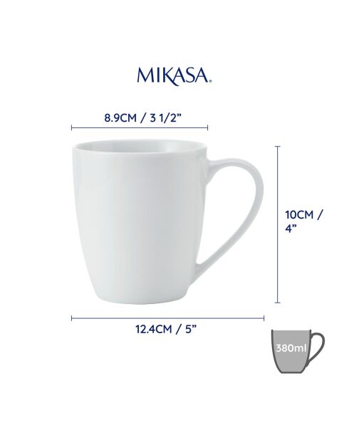 4 Tasses en Porcelaine Mikasa Chalk blanches -  380 ml